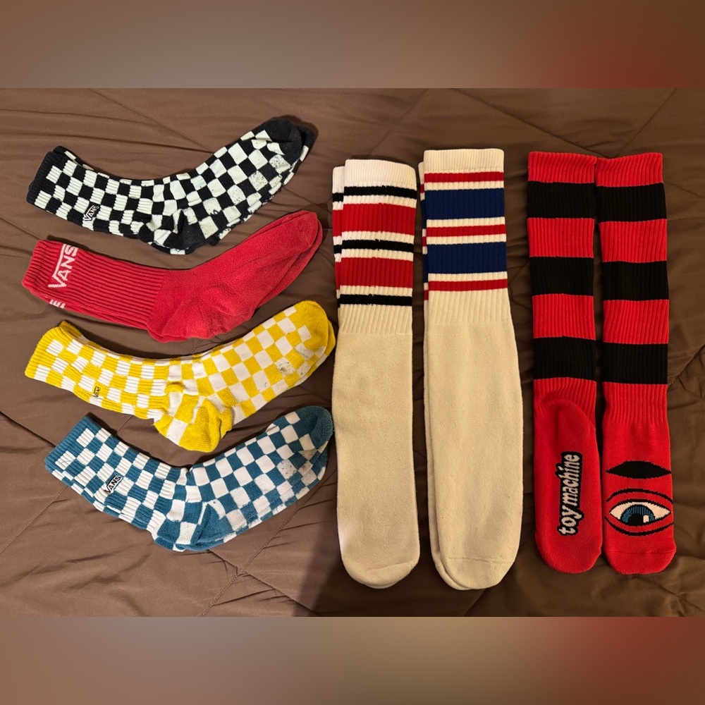 Assorted Men's VANS, SkaterSocks, Toy Machine Striped & Checkered Skate Socks